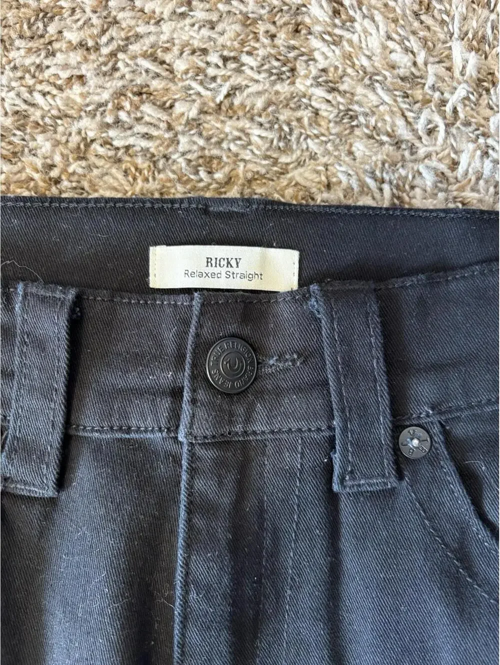 True Religion Ricky SN Flap Relaxed Straight Jeans Men’s Size 30x32 Black Denim